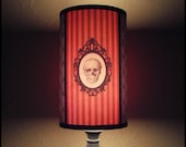 Baroque Skull Orange Lamp Shade Lampshade - skull lamp shade, skull housewares, Halloween decor, customizable colors, goth decor, anatomy