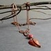 Antique Copper Necklace / Copper Y Necklace / Heart Pendant Necklace / Rustic Heart Necklace with Rose Pink Czech Glass - Pause