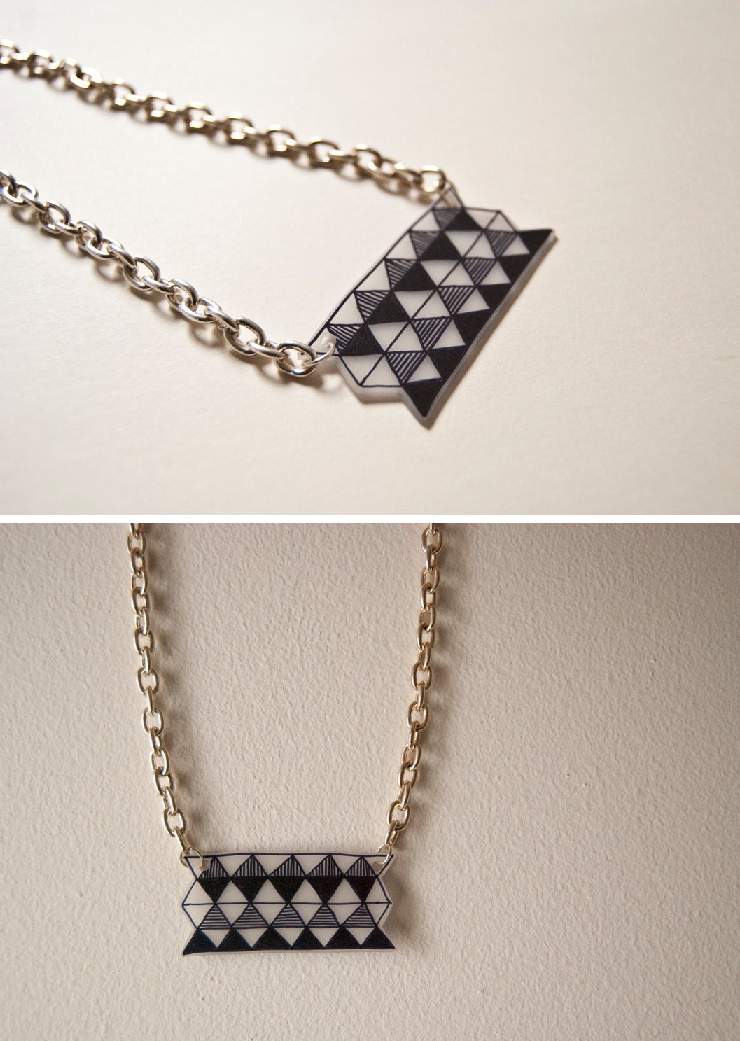 Zig zag - original geometric triangles illustration necklace