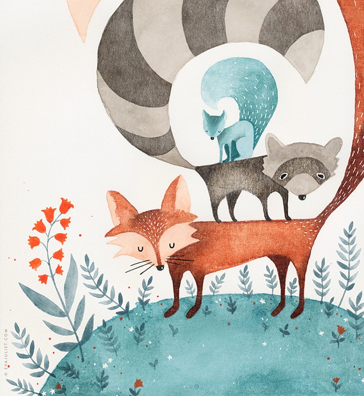 Friends of the Forest - 8x10 Animal watercolor collection