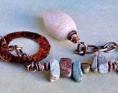 Moonstone and Turquoise Copper Pendulum