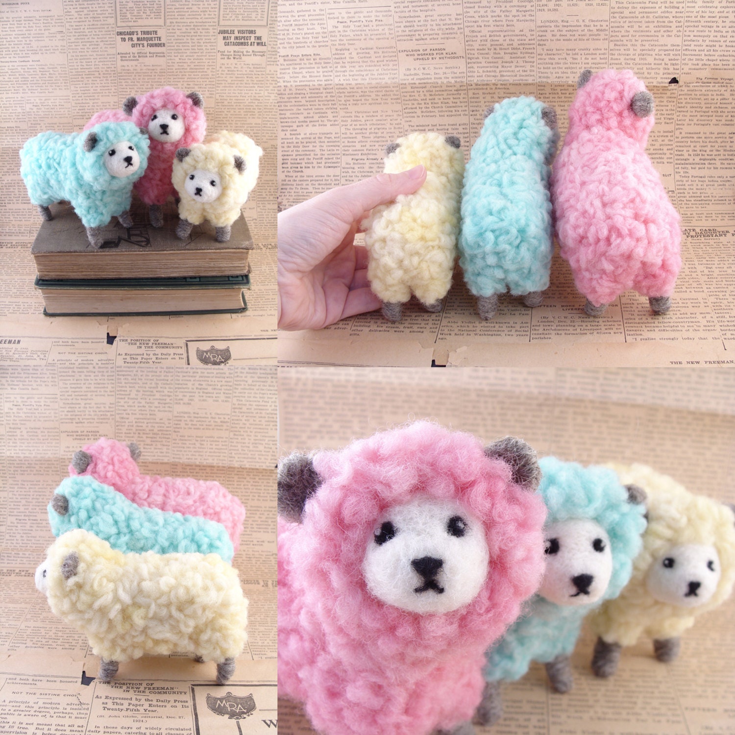 Easter and Bunny Sale - Needle Felted Pastel Easter Sheep and Lamb Animals - Soft Sculpture Needlefelted Animals by Bella McBride