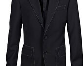 Men's Black Blazer with white and red highlights / men jacket / sizes 36, 38, 40, 42, 44