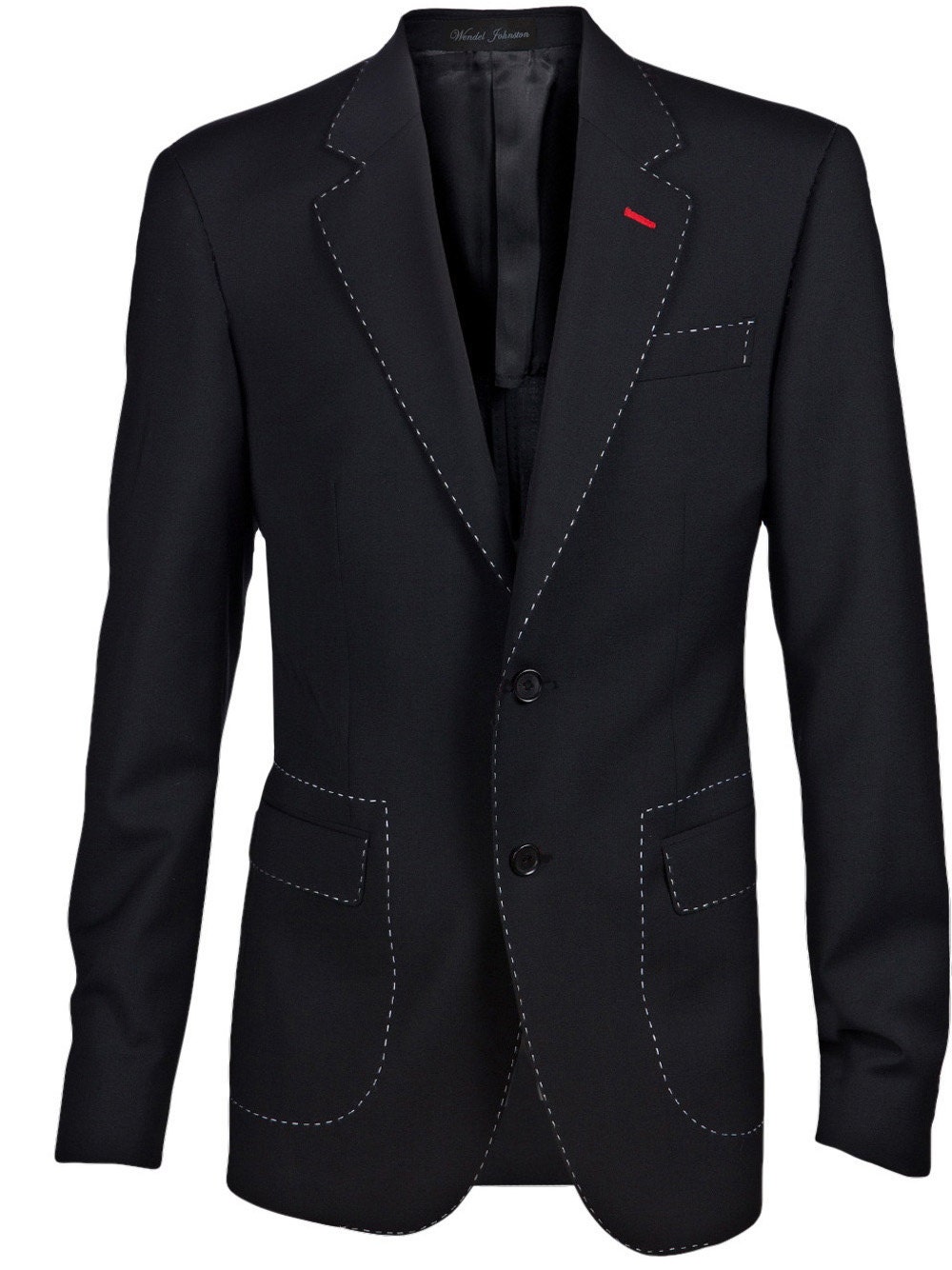 Men's Black Blazer with white and red highlights / men jacket / sizes 36, 38, 40, 42, 44