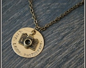 Brass Photographer Necklace : Live. Laugh. Photograph.