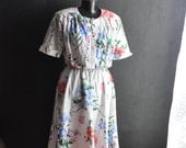 Vintage 1980s Floral House Dress Summer Outfit Size 14 100% Cotton  Shirtwaist Dress