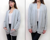 Vintage DOVE GRAY Boucle Swing Pocket Cardigan//Free Size//S/M/L/XL