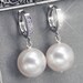 12mm Pearl Earrings, Simple Pearl Dangle Earrings, Bridal Earrings, Wedding Jewelry, Pearl and CZ Earrings, Nickel Free