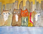 Original Cat Art - Uptown Five