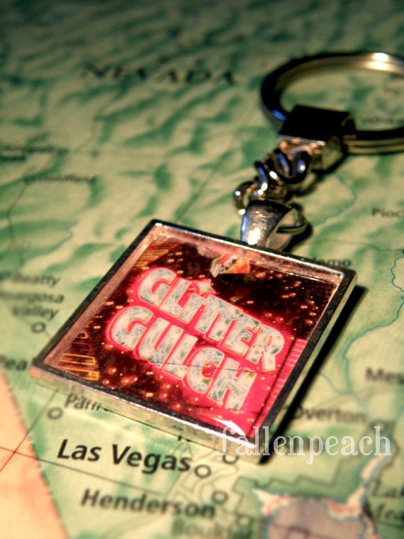 Glitter Gulch Las Vegas Photo Keychain