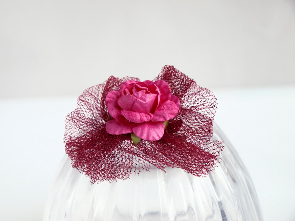 pink Rose - hair accessory / hair clip for dolls. Blythe Pullip Dal bjd and girls