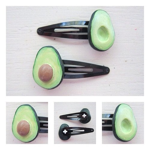 Avocadorable Polymer Clay Hair Clip Set
