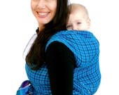 Baby Wrap Carrier Woven Cotton Gauze Double Layer Reversible Turquoise and Purple BabyEtte - Mad About Plaid - Ready to Ship