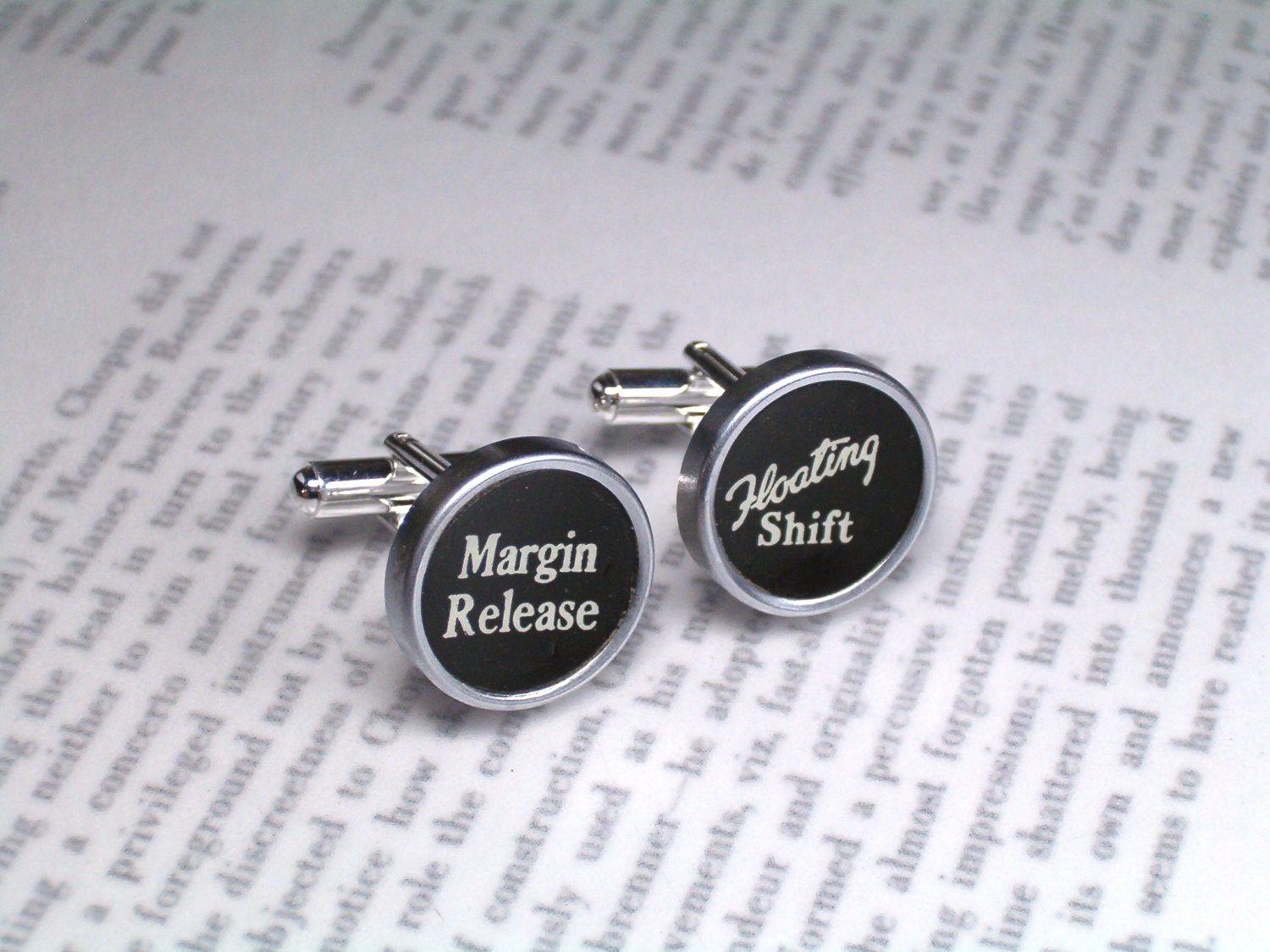 Typewriter Key Cufflinks Cuff Links With Margin Release and Floating Shift Key - Typewriter Key Jewelry By Haute Keys