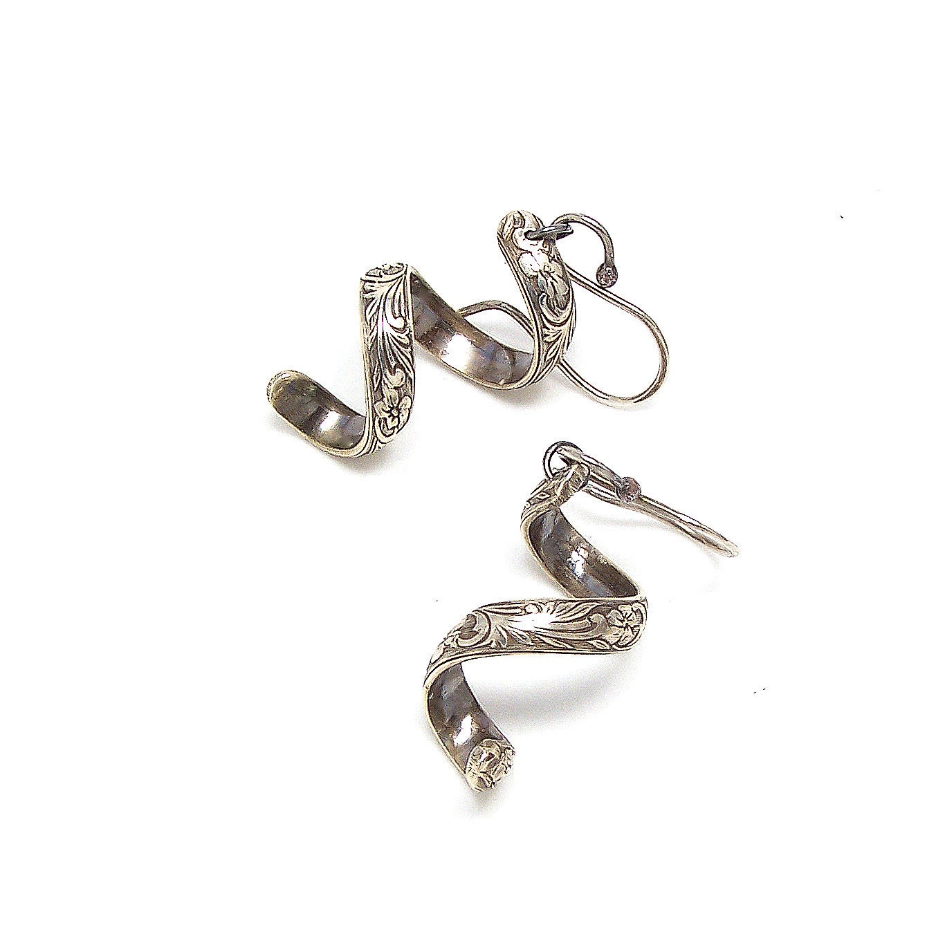 Sterling Silver Spiral Earrings, Metalwork Jewelry, Everyday Earrings, Silver Jewelry