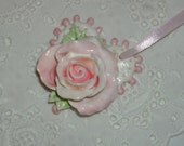 Pink Rose Heart Handmade Ornament or Pendant by CreatingCottage Romantic Shabby Chic