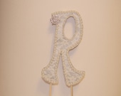 Lace and Pearl Monogram cake topper