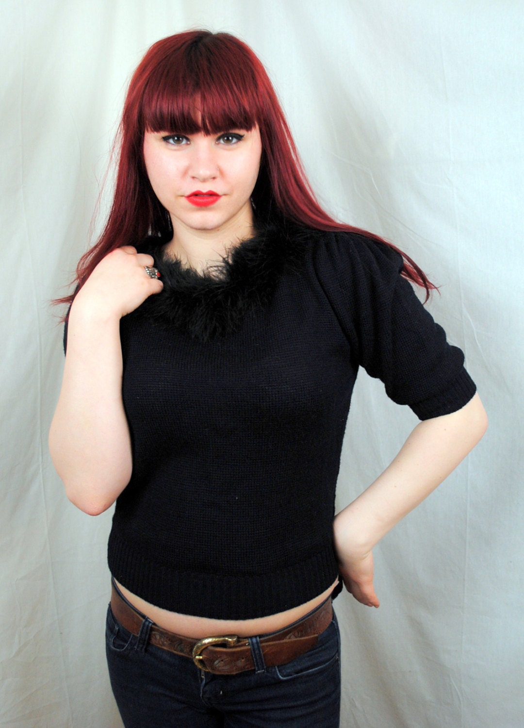 Vintage 60s Marabou Feather Sweater Top