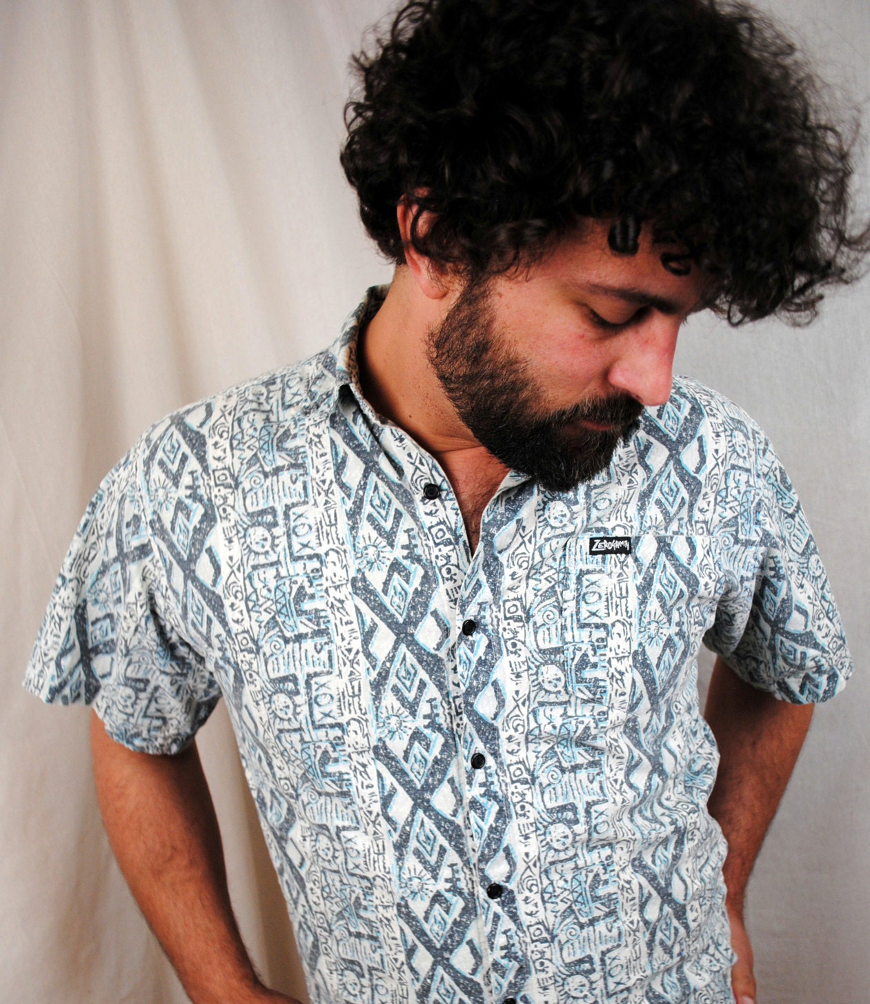 Vintage 1980s Zero Gravity Skater Button Up Geometric Shirt