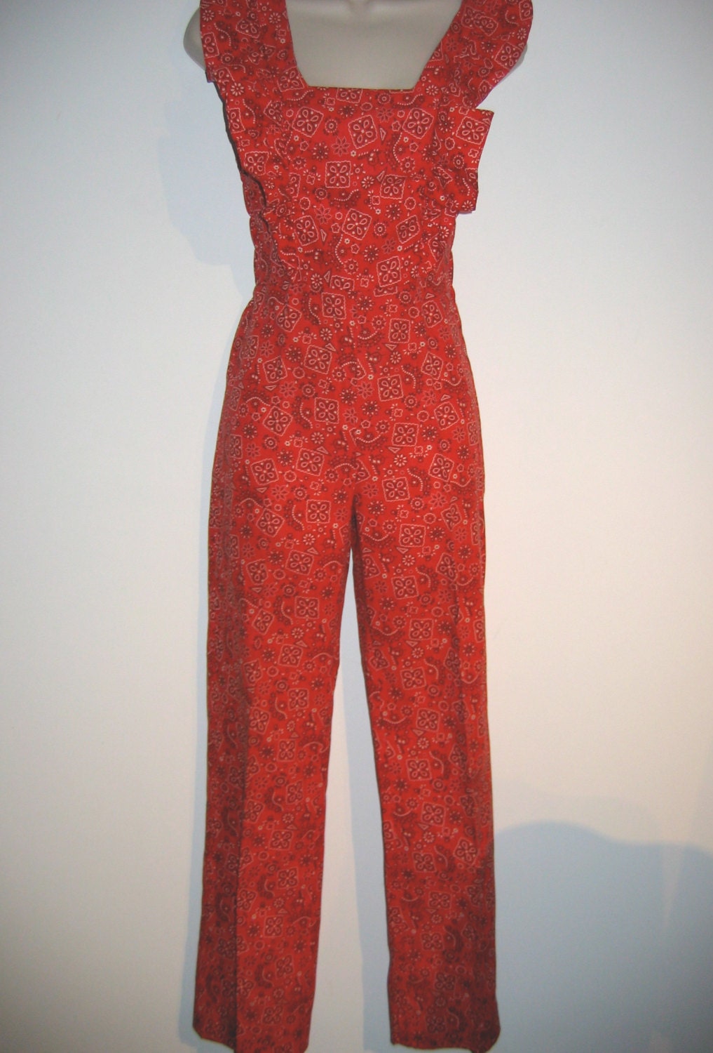 red bandana jumpsuit