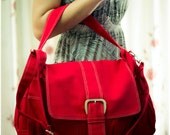 Women tote bag, Red Messenger bag, Canvas Bag, Handheld Shoulder Bag, Diaperbag, Laptop Bag, Book Bag, Travel Bag