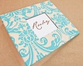 Baby Memory Book - Teal Damask (78 designed journaling pages & personalization included with every album)