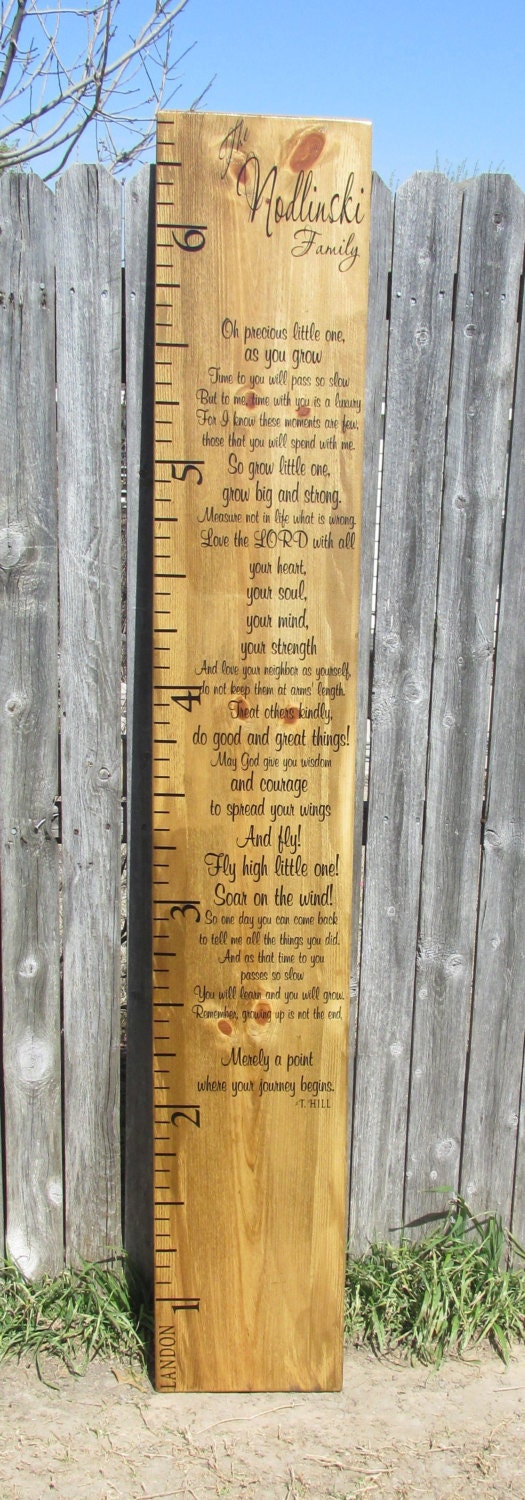 Growth chart, room for all family's children, fully customized to fit your family