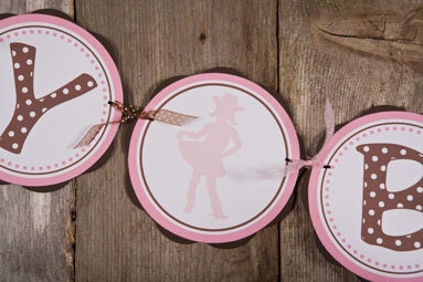Cowgirl Theme HAPPY BIRTHDAY Banner Party Decorations, Cowgirl Birthday Banner, Cowgirl Birthday Party Decorations in Pink and Brown Il_170x135