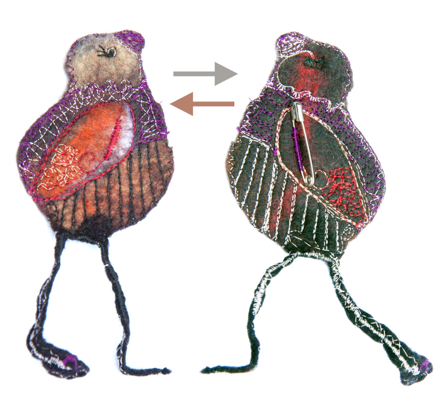 felt art bird brooch - fancy customisation accessories