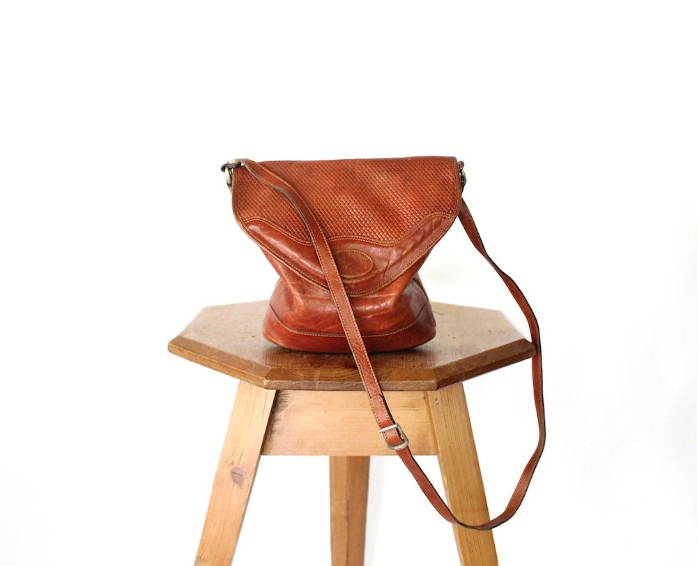 Vintage 90s Warm Brown Soft Leather Satchel // Large Boho Purse