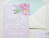 Hand Painted Wedding Invitations - Blush Blossoms - Customizable Wedding Suite
