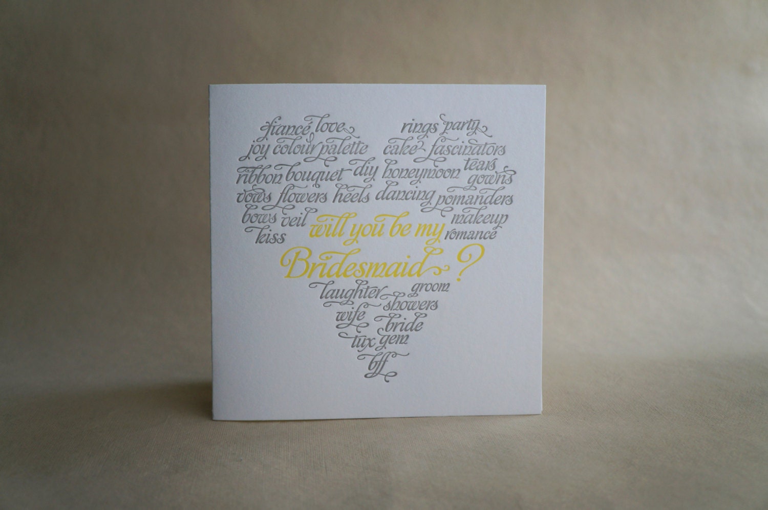 SALE 35% OFF Letterpressed Will You Be My Bridesmaid Cards Random Color