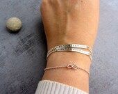 Personalized friendship bracelet, stamped sterling silver bar chain bracelet.