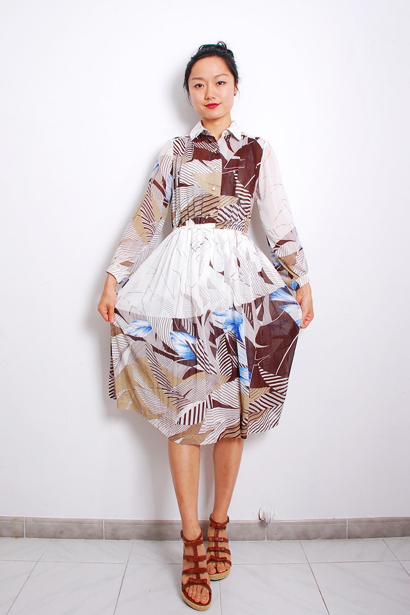 VTG 80 Blue Feather Dress