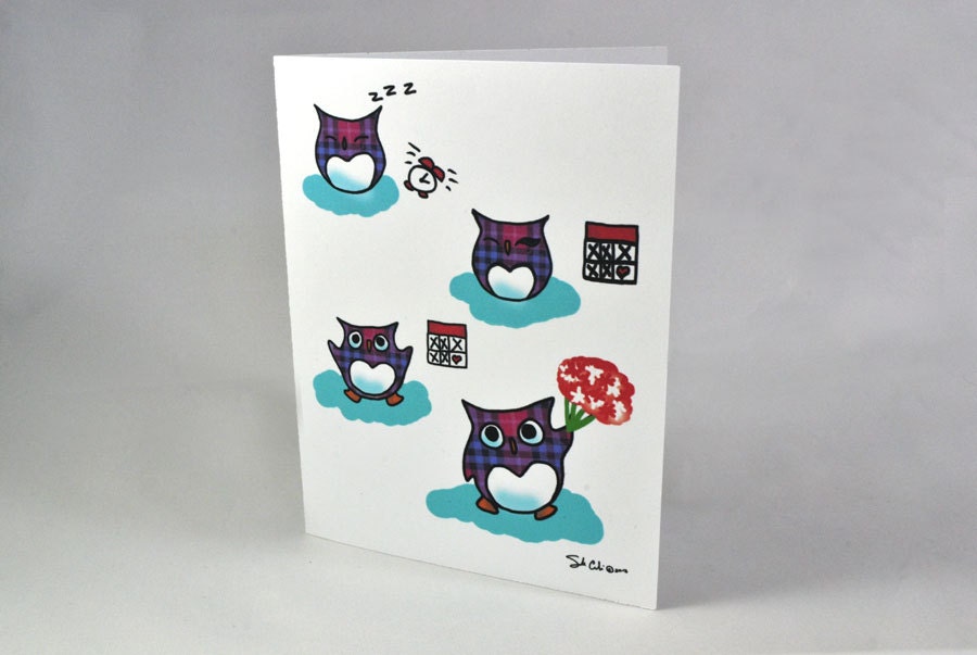 Owl card, Thinking of you Valentine's Day  I Love you  Anniversary