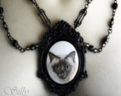 necklace - CAT WORSHIP - cat portrait, siam, animal lover, mystic, gothic, victorian, neovictorian ornate, dramatic, ooak