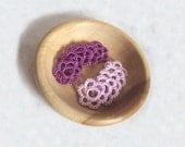 Mini Flower Appliques Handmde in Tatting - Purple and Lilac  - 10 Pieces