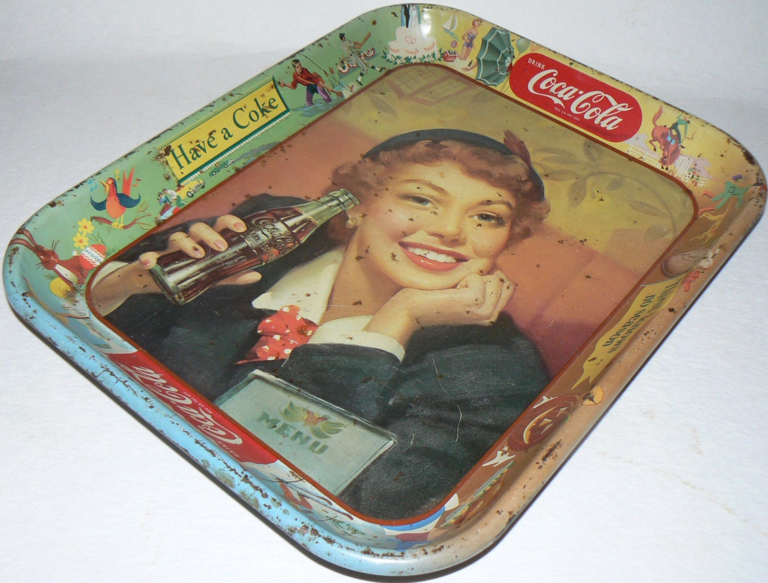 50s Have a COKE Coca Cola Thirst Knows No Season Advertising Tray