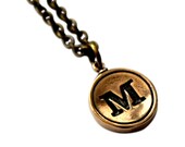 Letter M -  Typewriter Key Pendant Necklace Charm