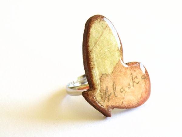 Wooden Butterfly Ring - ALASKA - OOAK