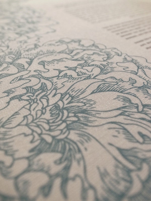 Ketubah - Peonies (Printed on Italian Bookcloth)