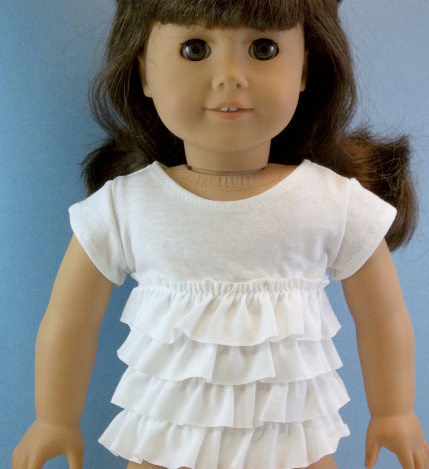 18 inch Doll Clothes American Girl White Ruffled  T Shirt  Dolls Toys