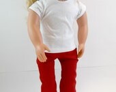 18 inch Doll Clothes American Girl Doll  White T Shirt & Red Jeans  Toys
