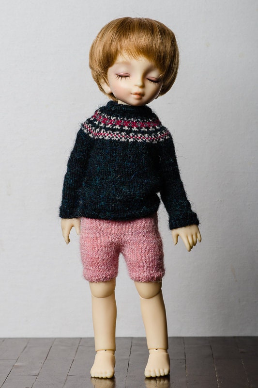 Bjd YoSD sized Shorts in Heathered Pink, Alpaca, Ready to Ship