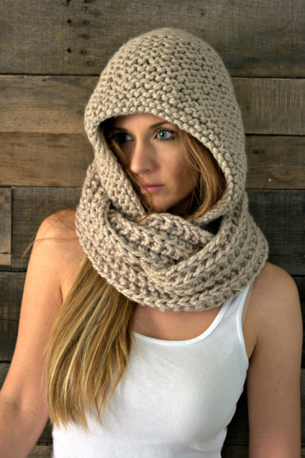 The Empire Infinity scarf hoodie-hooded infinity scarf in Cremini