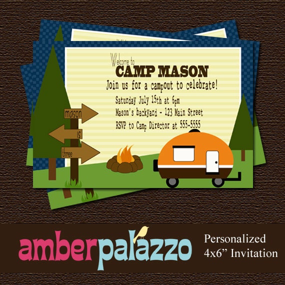 Campout Birthday Invitation - Printable - Personalized