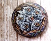 PAINTED ROCKS-Spring-Mother's Day- Baby Birds in a nest- handpainted on a River Stone by Shelli Bowler