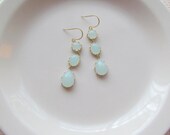 Bride & Bridal Party Earrings - Something Blue 16K Mint Glass Earrings