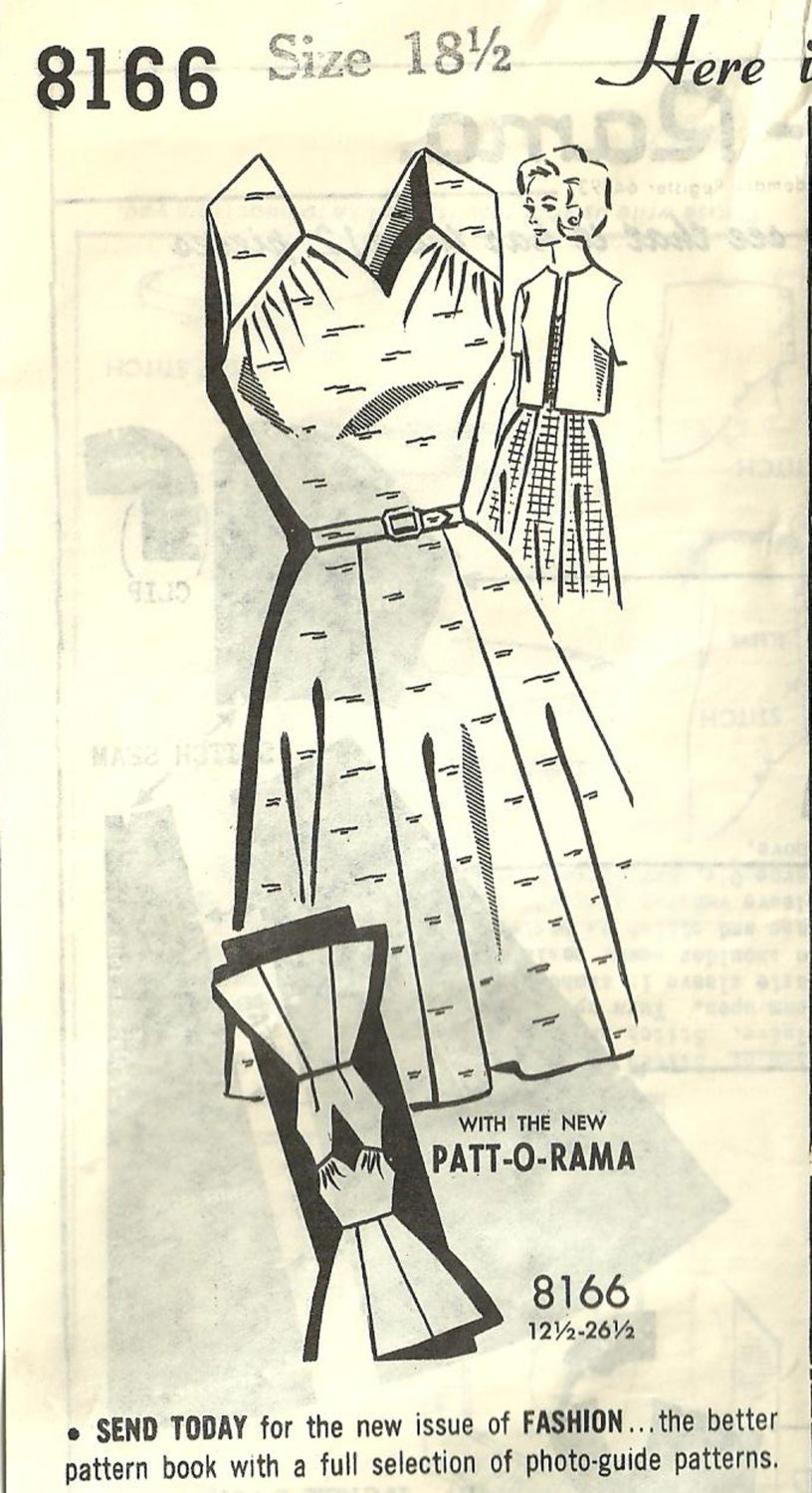Vintage 50s Mail Order Sewing Pattern Patt o Rama 8166 Womans Dress Jacket