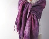 Cobweb Felted scarf -  Lavender purple amethyst magenta Pink